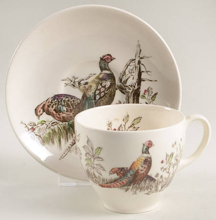 Game Birds Cream Flat Cup & Saucer Set