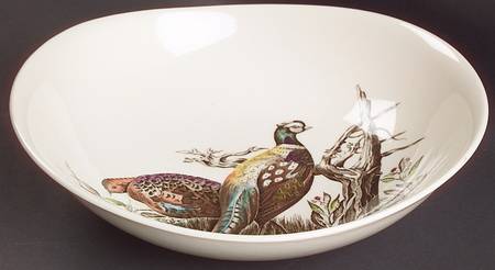 Game Birds Cream 9" Round Vegetable Bowl