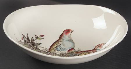 Game Birds Cream 9" Round Vegetable Bowl