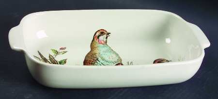Game Birds Cream 11" Rectangular Baker
