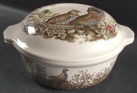 Game Birds Cream 1.5 Qt Round Covered Casserole