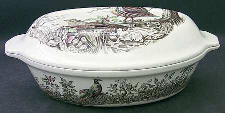 Game Birds Cream 2 Quart Oval Covered Casserole