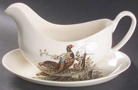 Game Birds Cream Gravy Boat & Underplate/Relish