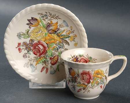 Garden Bouquet Flat Demitasse Cup & Saucer Set
