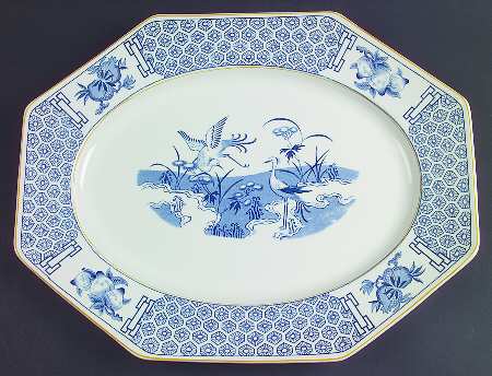 Geneva Blue and White 16" Oval Serving Platter