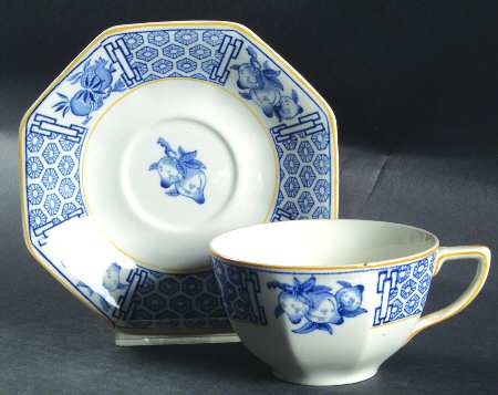 Geneva Blue and White Flat Cup & Saucer Set