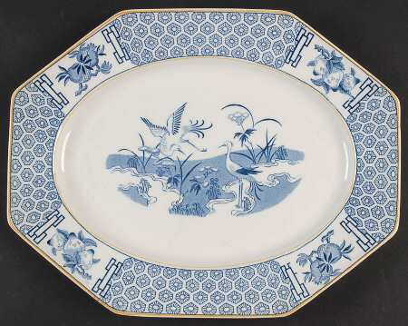 Geneva Blue and White 12" Oval Serving Platter