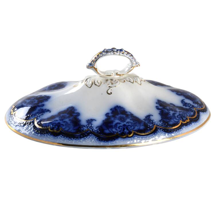 Georgia (Flow Blue, Gold Trim) Lid for Oval Vegetable