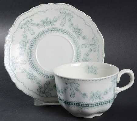 Glenwood Blue Green (No Gold Trim) Flat Cup & Saucer Set