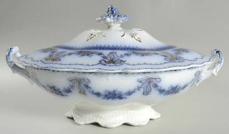 Glenwood (Flow Blue, No Gold Trim) Oval Covered Vegetable