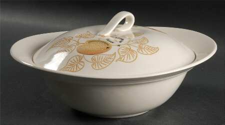 Golden Apples Round Covered Vegetable