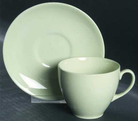 Green Cloud Flat Cup & Saucer Set