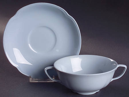 Greydawn Blue Flat Cream Soup Bowl & Saucer Set