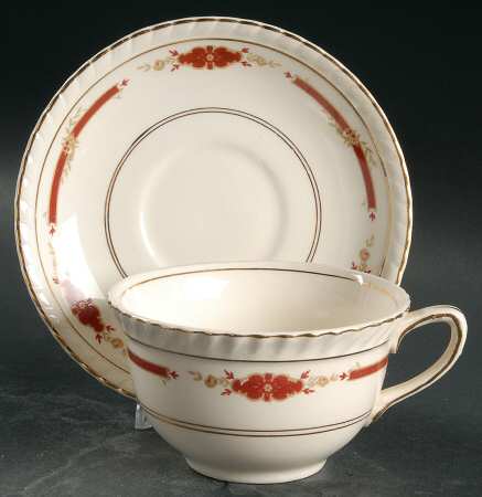 Guildford Maroon Flat Cup & Saucer Set