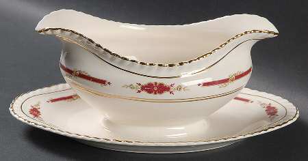Guildford Maroon Gravy Boat with Attached Underplate