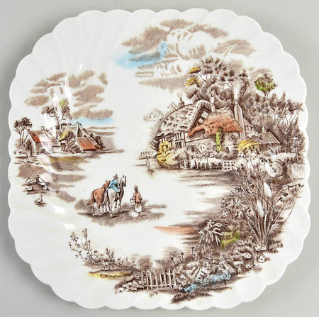 Happy England Green Multicolor Square Luncheon Plate
