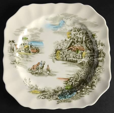 Happy England Green Multicolor Square Salad Plate