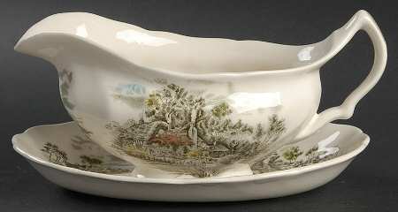 Happy England Green Multicolor Gravy Boat & Underplate/Relish