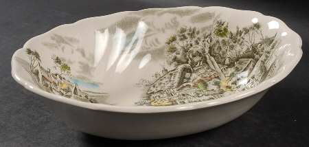 Happy England Green Multicolor 8" Oval Vegetable Bowl