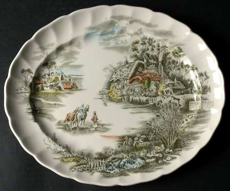 Happy England Green Multicolor 11" Oval Serving Platter