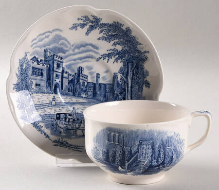 Haddon Hall Blue Flat Cup & Saucer Set