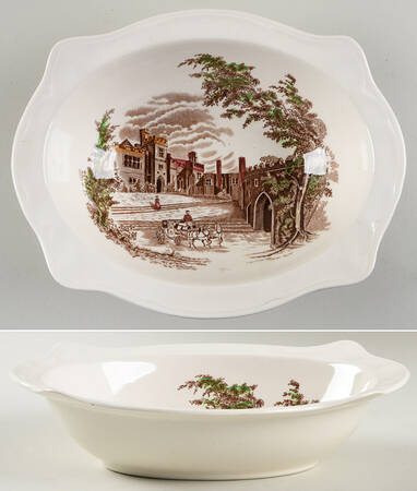 Haddon Hall Brown Multicolor 9" Oval Vegetable Bowl