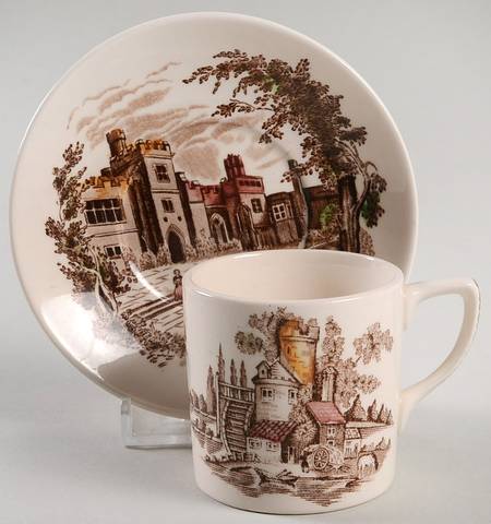 Haddon Hall Brown Multicolor Flat Demitasse Cup & Saucer Set