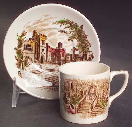 Haddon Hall Brown Multicolor Flat Demitasse Cup & Saucer Set