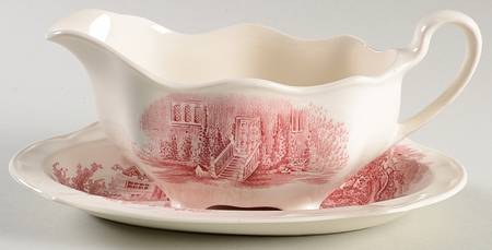 Haddon Hall Pink Gravy Boat & Underplate/Relish