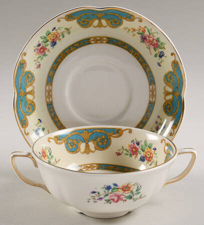 Harcourt Footed Cream Soup Bowl & Saucer Set