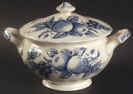 Harvest Time Blue Sugar Bowl & Lid