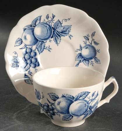 Harvest Time Blue Flat Cup & Saucer Set