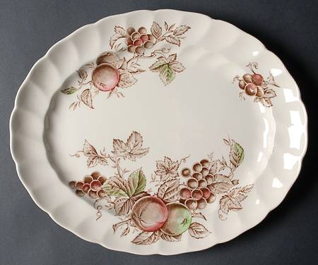 Harvest Time Brown Multicolor 11" Oval Serving Platter