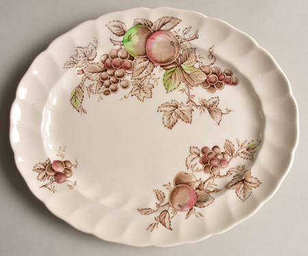 Harvest Time Brown Multicolor 12" Oval Serving Platter