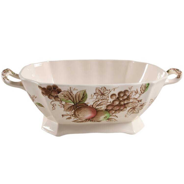 Harvest Time Brown Multicolor Rectangular Tureen No Lid
