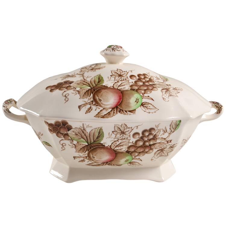 Harvest Time Brown Multicolor Rectangular Tureen & Lid