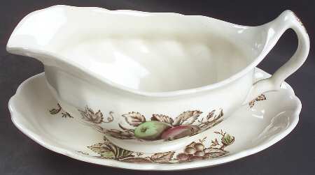 Harvest Time Brown Multicolor Gravy Boat & Underplate/Relish