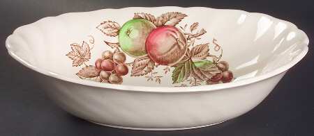 Harvest Time Brown Multicolor 9" Oval Vegetable Bowl