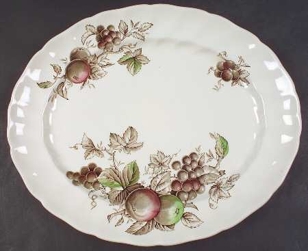 Harvest Time Brown Multicolor 15" Oval Serving Platter