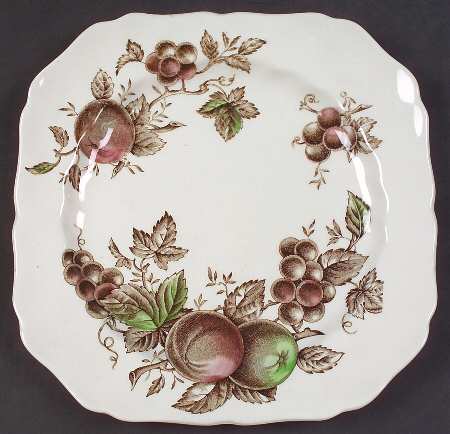 Harvest Time Brown Multicolor Square Salad Plate