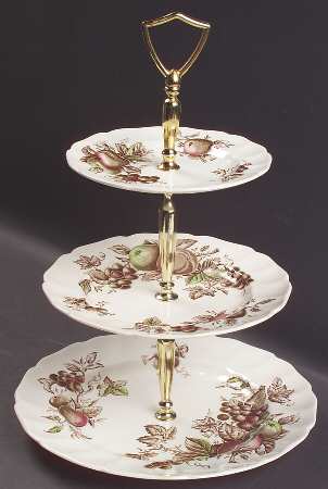 Harvest Time Brown Multicolor 3-Tiered Serving Tray (DP, SP, BB)