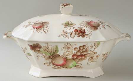 Harvest Time Brown Multicolor Rectangular Tureen & Lid