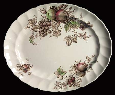 Harvest Time Brown Multicolor 11" Oval Serving Platter