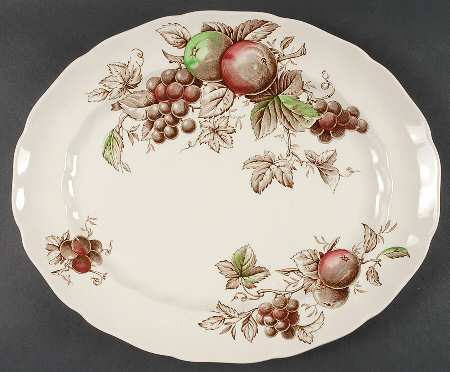 Harvest Time Brown Multicolor 13" Oval Serving Platter