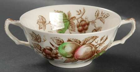 Harvest Time Brown Multicolor Flat Cream Soup Bowl