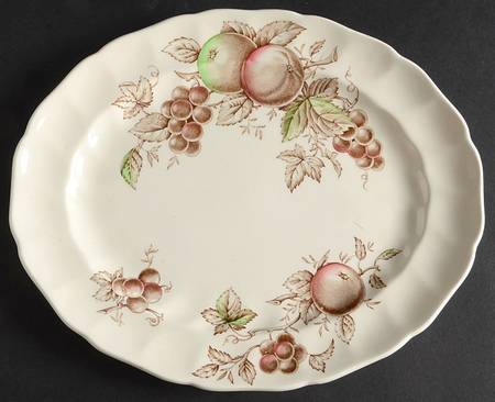 Harvest Time Brown Multicolor 10" Oval Serving Platter