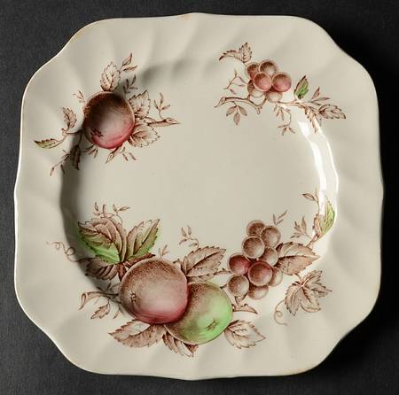 Harvest Time Brown Multicolor Square Bread & Butter Plate
