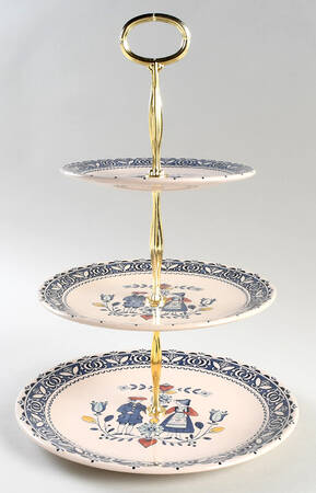 Hearts & Flowers Smooth 13 7/8"-14 1/4" 3-Tiered Serving Tray(DP,SP,BB) HC