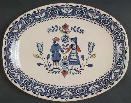 Hearts & Flowers Smooth 13" Oval Serving Platter