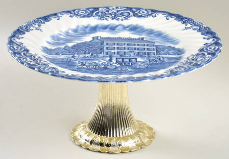 Heritage Hall Blue Cake Stand with 4"-5" Metal Pedestal  Hc
